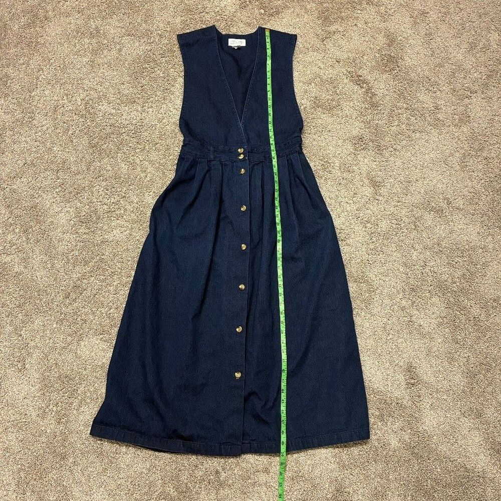 VTG Lands End 90s Denim Midi Dress Size 8 Blue USA Cottagecore Western Prarie - Picture 7 of 11